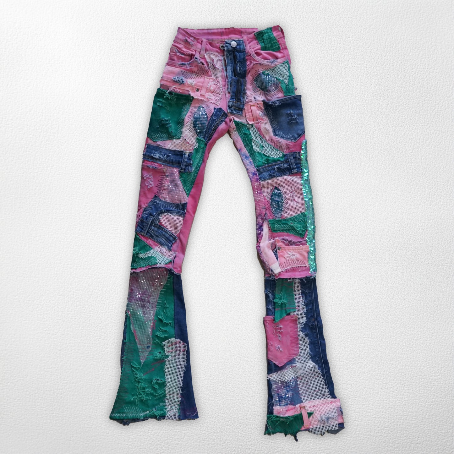 Rebel Threads: Pink & Green Trash Couture Pants