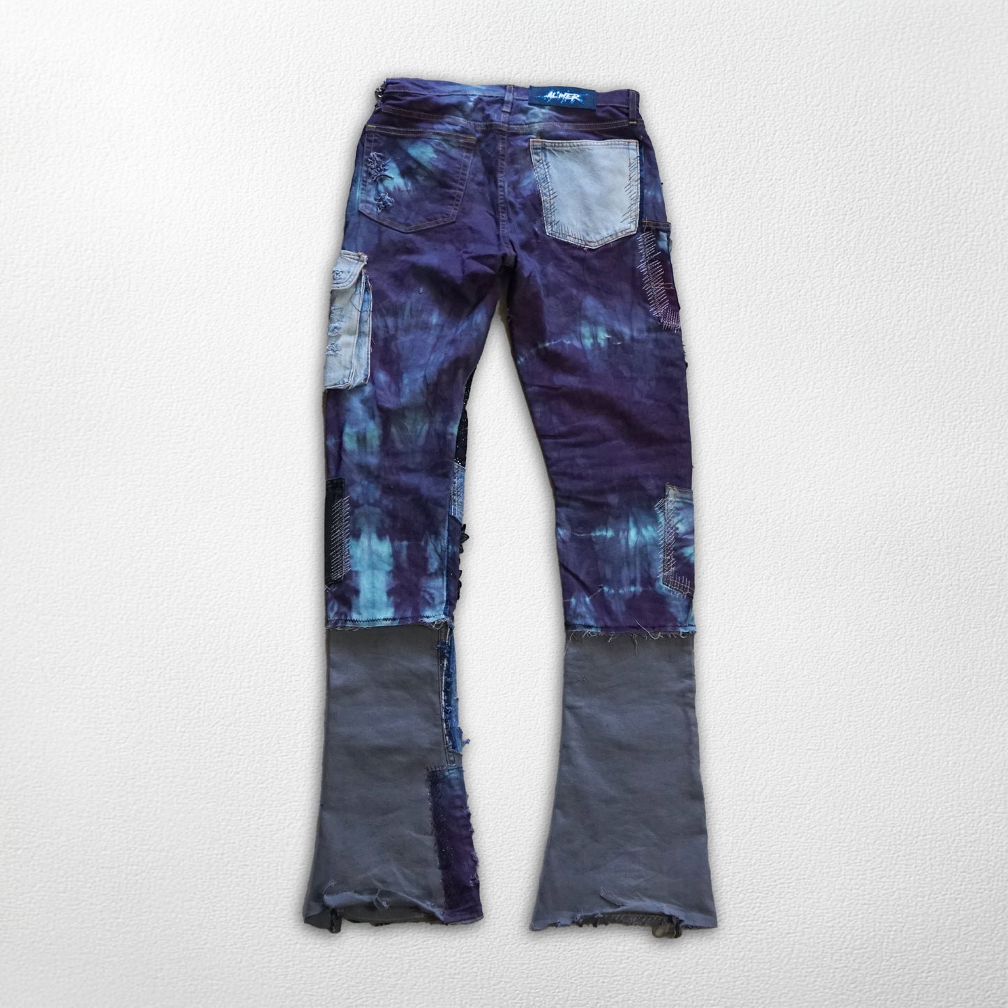 Pirate Flag Jeans - Handmade Blue & Black Denim Pant